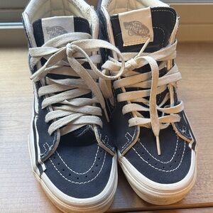 Vans High-Top Sneakers in Navy and Cream